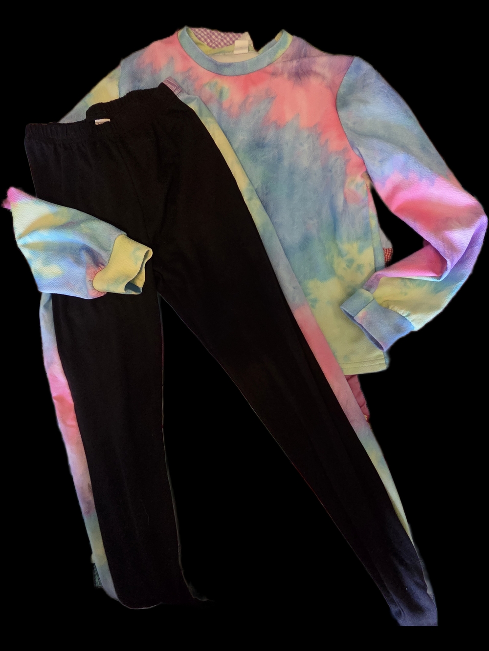 Kids Tie-Dye Top and Black Jogger Set